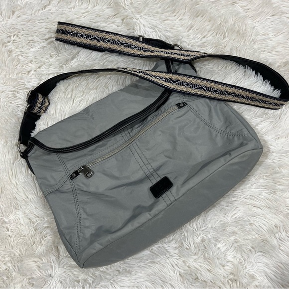 The Sak Gray Nylon Fold Over Crossbody Embroidered Strap - Picture 15 of 16